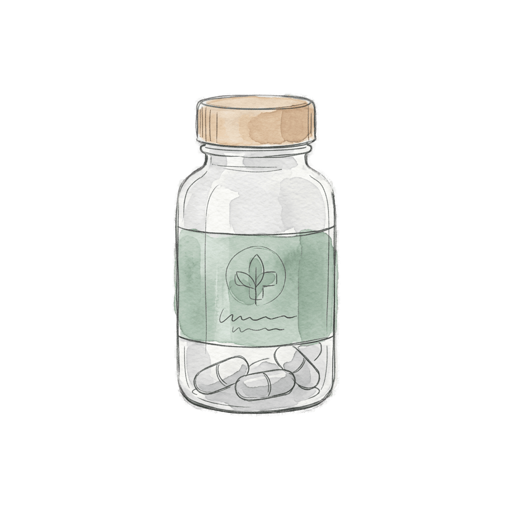 Supplement bottle — watercolor illustration